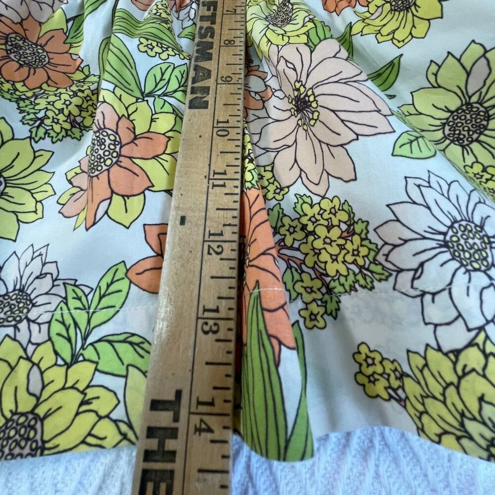 J. Crew Floral Square Neck Peplum Blouse Women's Size 8 Puff Sleeve Cotton